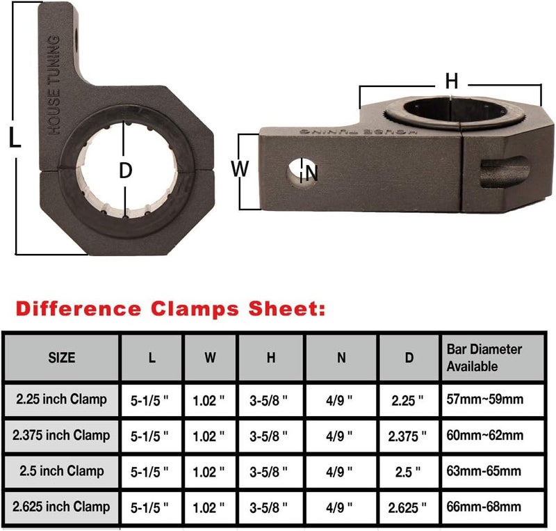 HOUSE TUNING Tube Light Mount Clamp - 2.375" Clamp, Roll Bar Mounting Brackets (Pack 2) - Image 2